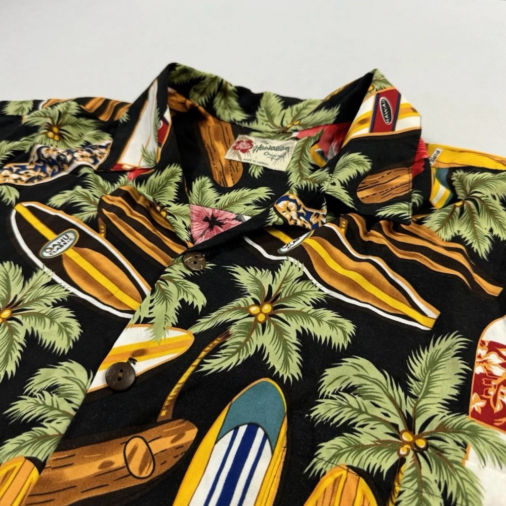 Hilo Hattie VTG Men Hawaiian Shirt Surfboard Floral Tropical Multicolor‎ Large